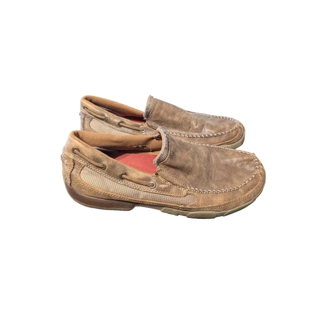 Twisted X MDMS002 Mens Original Slip-On Leather Driving Mocs Bomber Sz US 10 M